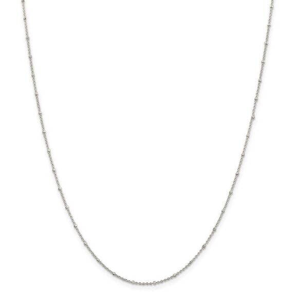 1.25mm Sterling Silver Solid Beaded Rolo Chain Necklace, 18 Inch - Picture 2 of 8